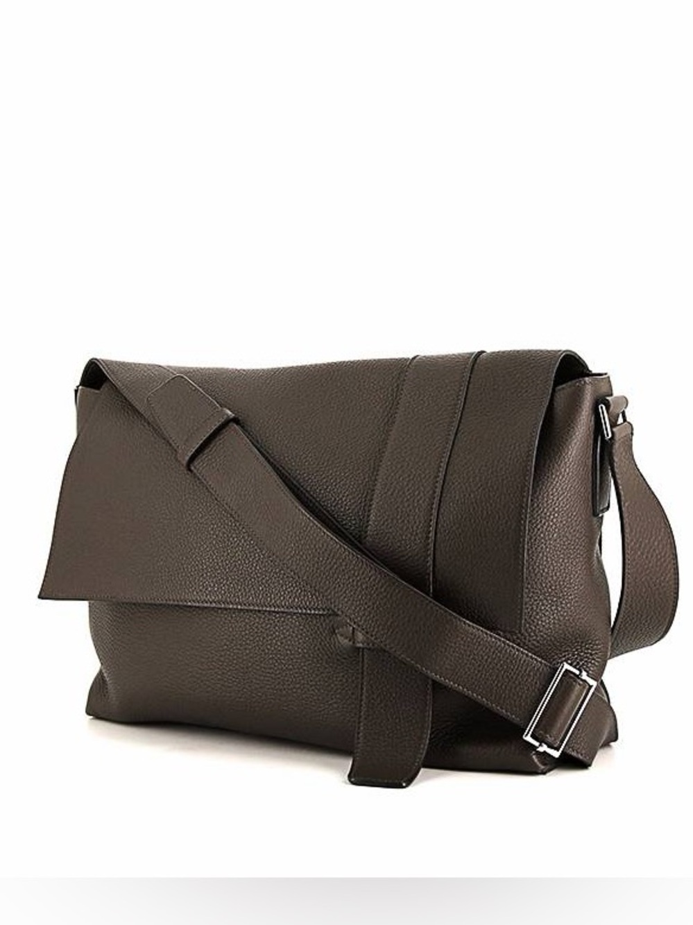 Hermes Dark Navy Pebbled Leather Messenger Shoulder Bag